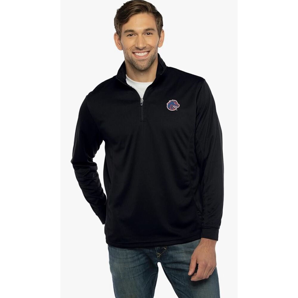 Vantage Apparel Collegiate Micro Mesh Performance Black 1/4 Zip Pullover -S